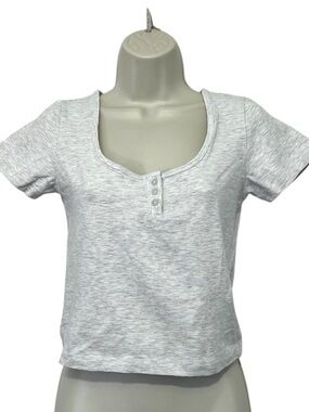 Cotton On BODY Crop Top, 93% Organic Cotton, Color‎ Lt Gray, Size Medium